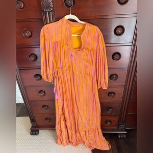 Oliphant Orange and Pink Long Sleeve Dress